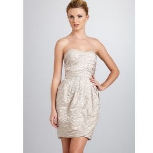 max & cleo • strapless tulip hem cocktail dress